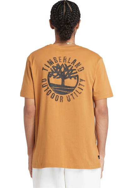 Short Sleeve Back Logo Gr Kahverengi Erkek Kısa Kol T-Shirt modelleri