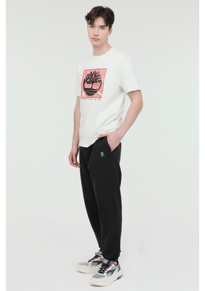 Woven Badge Sweatpant Siyah Erkek Eşofman Altı modelleri