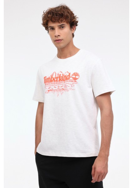 Short Sleeve Graphic Slub Beyaz Erkek Kısa Kol T-Shirt