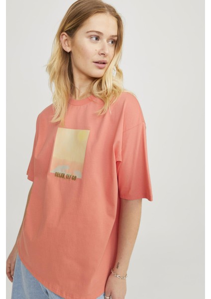 JXPAIGE LOOSE SS TEE JRS Kiremit Kadın Kısa Kol T-Shirt fırsatları