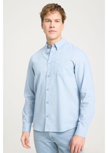 Uzun Kollu Gömlek Mavi Erkek Gömlek