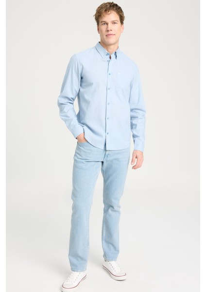 Uzun Kollu Gömlek Mavi Erkek Gömlek modelleri