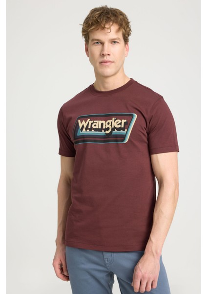 Bisiklet Yaka T-Shirt Kahverengi Erkek Kısa Kol T-Shirt