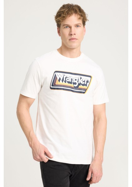 Bisiklet Yaka T-shirt Beyaz Erkek Kısa Kol T-Shirt