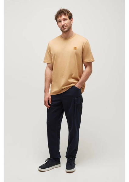 Short Sleeve Woven Badge Bej Erkek Kısa Kol T-Shirt modelleri