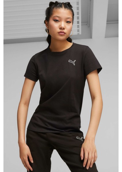 BETTER ESSENTIALS Tee Siyah Kadın Kısa Kol T-Shirt