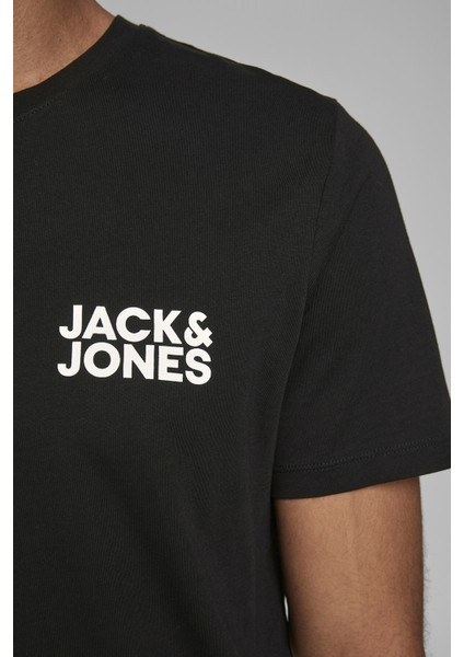JJECORP LOGO TEE SS O-NEC Siyah Erkek Kısa Kol T-Shirt