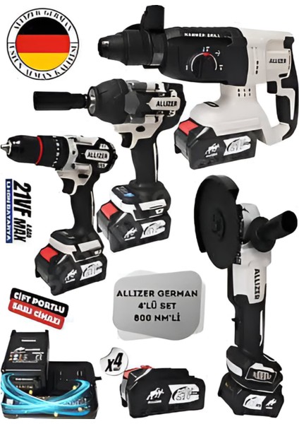 Allızer 4 Lü Set Gri (Kırıcı Delici Matkap)