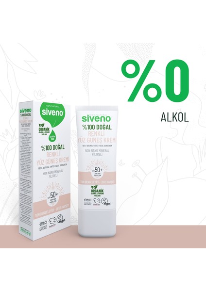 %100 Doğal Yüz Güneş Kremi Renkli Ton Eşitleyici Leke Karşıtı Uva Uvb spf 50+ 30 ml modelleri