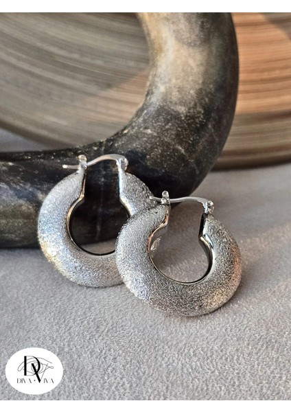 - Lunar Texture Hoops Eskitme Kadın Küpe
