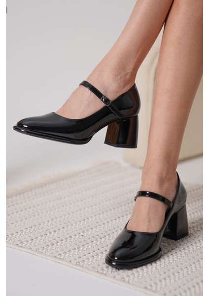 Slay Premium Siyah Rugan Kadın Topuklu Ayakkabı modelleri