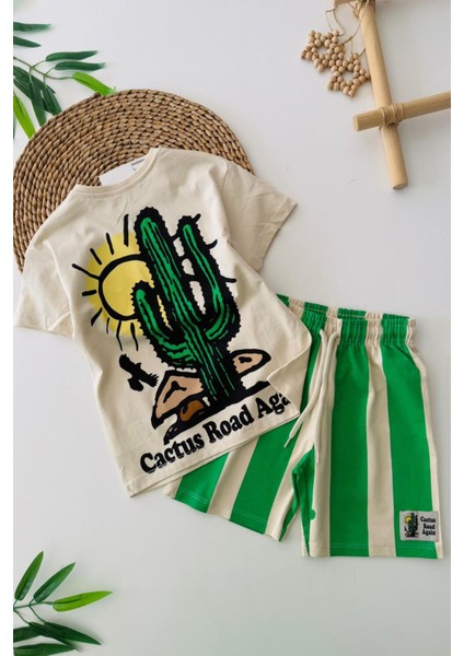 Hello Mnn Baskılı Taytlı Kız çocuk takım - Yeşil fiyatları