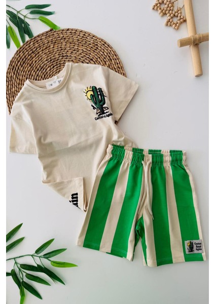 Hello Mnn Baskılı Taytlı Kız çocuk takım - Yeşil modelleri