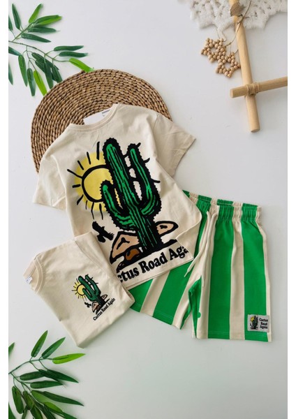 Hello Mnn Baskılı Taytlı Kız çocuk takım - Yeşil fırsatları