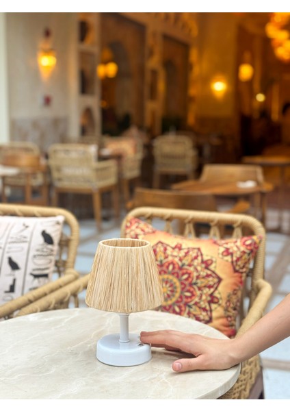 Rafya Saçaksız Şarjlı Masa Lambası - Alt Beyaz modelleri