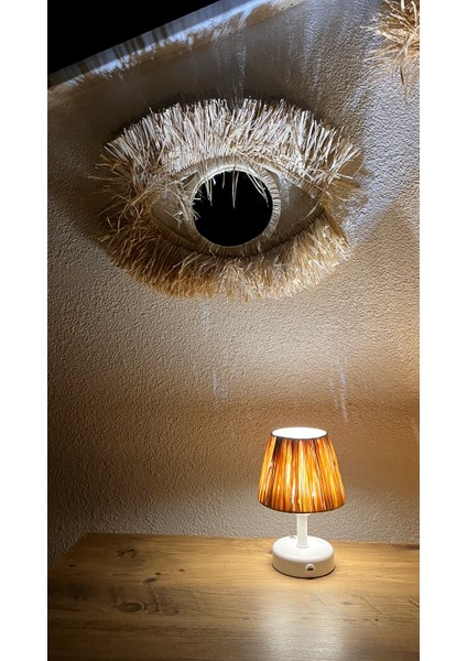 Rafya Saçaksız Şarjlı Masa Lambası - Alt Beyaz
