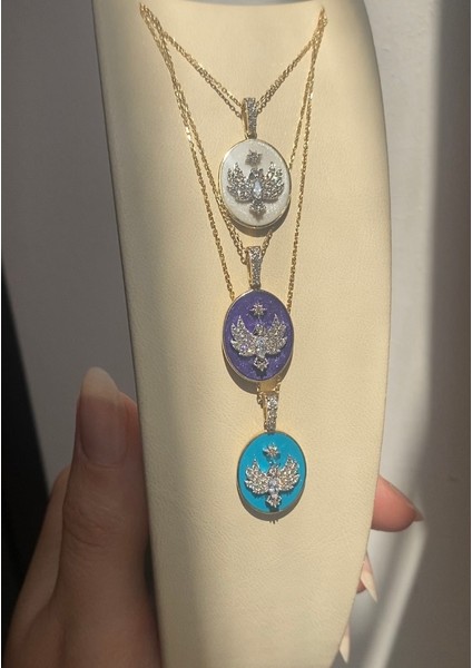 14 Ayar Altın Taşlı Anka Kuşu Kolye modelleri