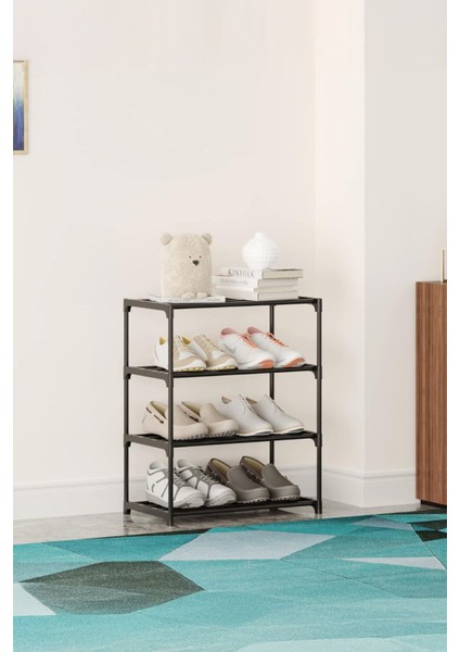 Kalın Metal Çubuklu 4 Katlı Lüx Ayakkabılık Metal Borulu Raf Organizer modelleri