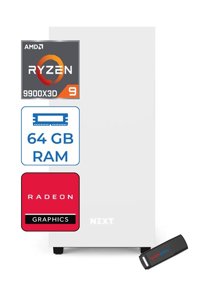 Minix H210 Amd Ryzen 9 9900X3D 64GB (6400MHZ) Ddr5 512GB SSD Amd Radeon Grafik Windows 11 Pro 500W Masaüstü Bilgisayar ZETM99X3DP21013