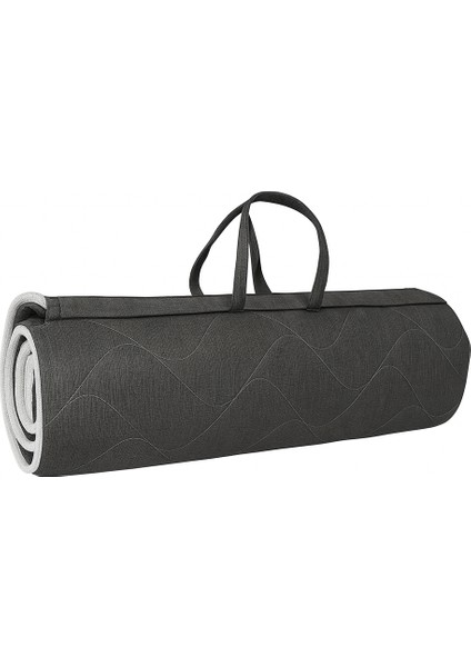 Beyaz Fitilli Koyu Antrasit Gri Taşınabilir Katlanır Yatak Karavan Kamp Yatağı Anne Yanı Yer Yatağı