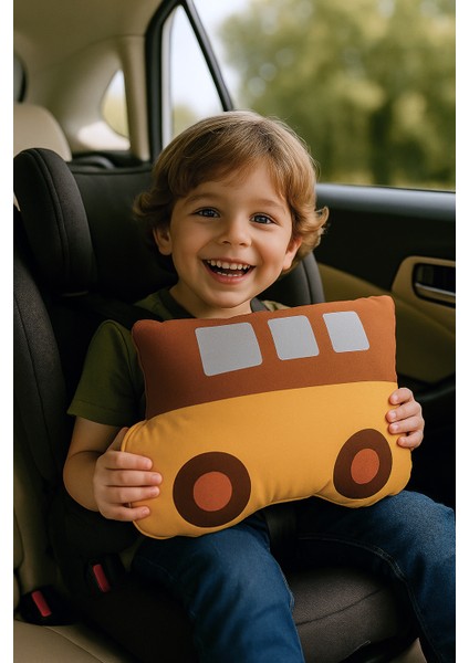 My City Araba Figür Yastığı – Montessori Temalı Sarı Minibüs Yastık | Çocuk Odası Dekoratif Uyku Arkadaşı fiyatları