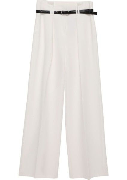 Kemer Detaylı Yüksek Bel Geniş Paça Pantolon - Taş fiyatları