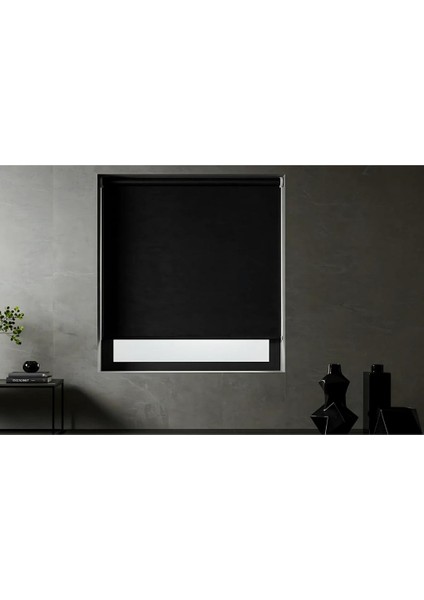 Siyah NCT Serisi (NCT715) Metal Kasa Blackout Düz Kadife Dokulu Perde
