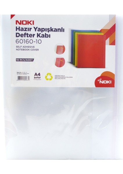 Hazır Yapışkanlı Defter Kabı Şeffaf 10 Lu