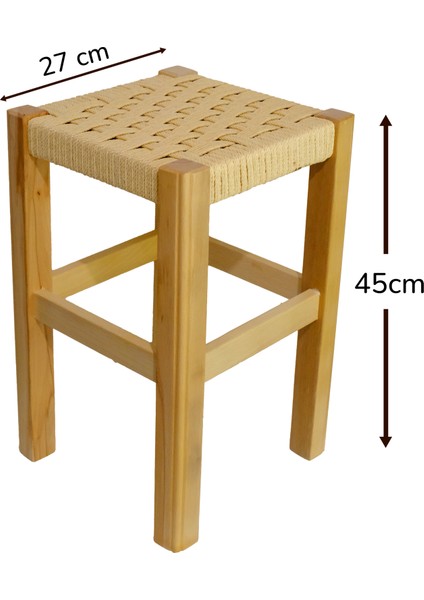 El Yapımı Ahşap Örmeli Hasır Tabure 45 cm | Şık ve Zarif Tasarım fiyatları