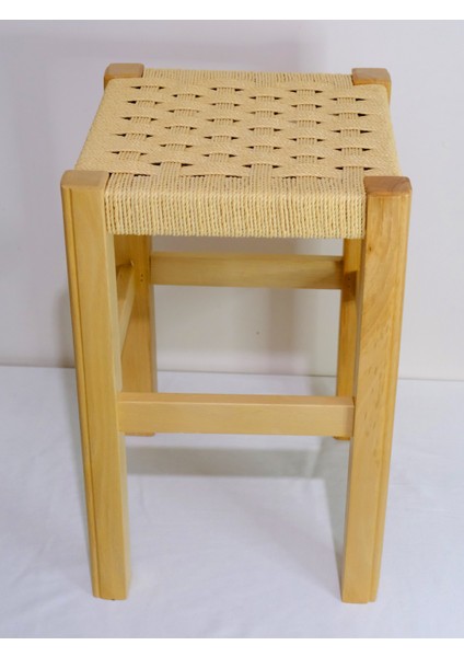 El Yapımı Ahşap Örmeli Hasır Tabure 45 cm | Şık ve Zarif Tasarım fırsatları