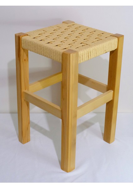 El Yapımı Ahşap Örmeli Hasır Tabure 45 cm | Şık ve Zarif Tasarım indirimleri