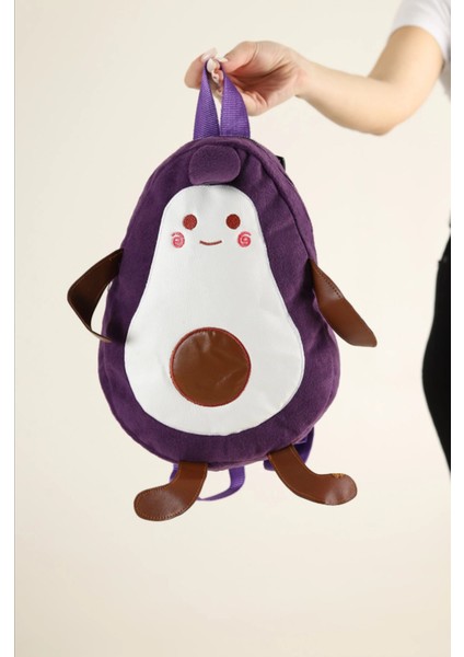 Mor Avakado Nakışlı Çocuk Çanta 33CM