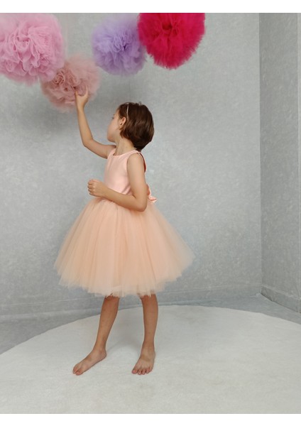 Kız Çocuk Abiye Elbise Ada Model , Somon Tütü Elbise fiyatları