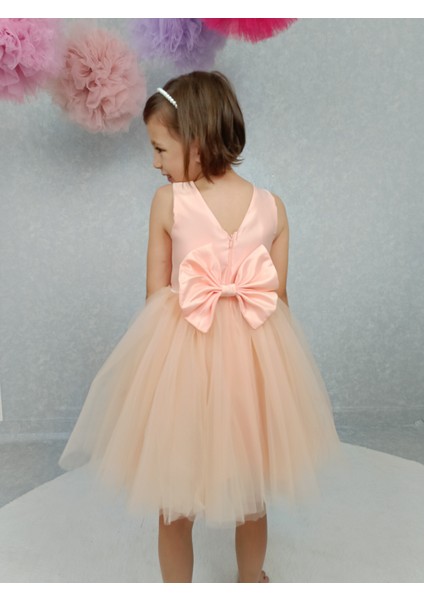 Kız Çocuk Abiye Elbise Ada Model , Somon Tütü Elbise modelleri