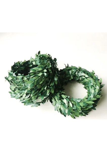 14 Metre Yeşil Yapraklı Tel Sarmaşık Dekoratif Çelenk - Esnek ve Dayanıklı, Ev ve Dış Mekan Süs