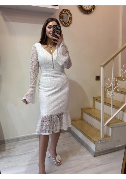 Dantel Detaylı Abiye Elbise