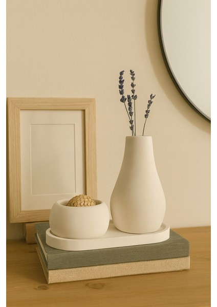 3 Parça El Yapımı Masaüstü Organizer Set – Minimalist Kalemlik, Mumluk ve Tepsi – Modern Masa Dekoru fırsatları