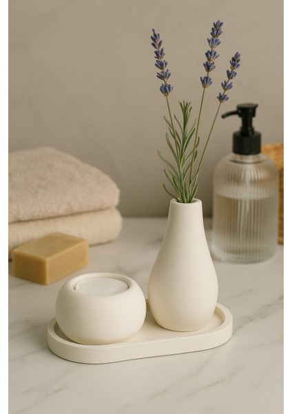 3 Parça El Yapımı Masaüstü Organizer Set – Minimalist Kalemlik, Mumluk ve Tepsi – Modern Masa Dekoru indirimleri