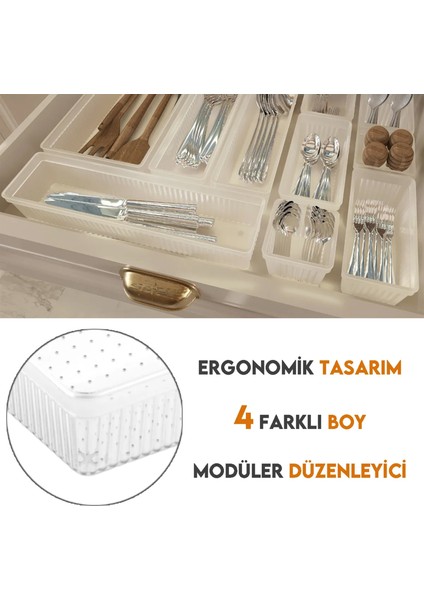 11 Parça Modüler Kaşıklık Seti - Ayarlanabilir Mutfak Çekmece Içi Düzenleyici Organizer Şeffaf modelleri