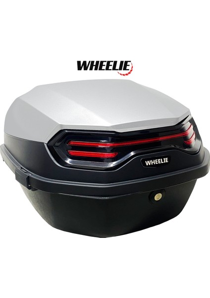 XT08-SW 32 Litre Motosiklet Arka Çanta Gümüş Beyaz Parlak Su Geçirmez ABS Çift Kilitleme Üniversal