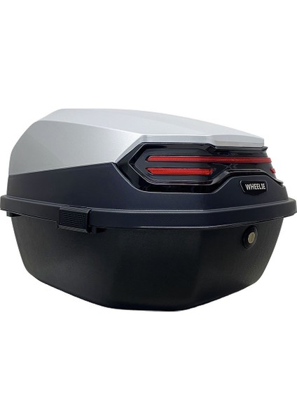 XT08-SW 32 Litre Motosiklet Arka Çanta Gümüş Beyaz Parlak Su Geçirmez ABS Çift Kilitleme Üniversal indirimleri