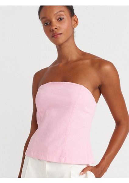 50880 Straplez Peplum Top-Toz Pembe modelleri