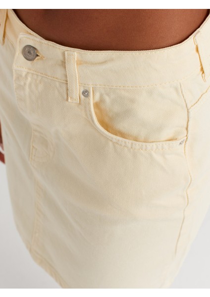 80589 Parçaboya Mini Denim Etek-Sarı modelleri