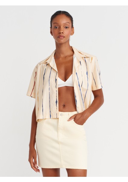 80589 Parçaboya Mini Denim Etek-Sarı fırsatları