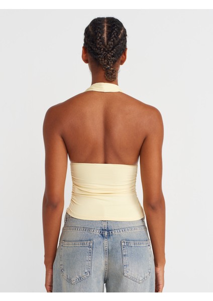 31968 Büzgülü Halter Yaka Top-Sarı fiyatları