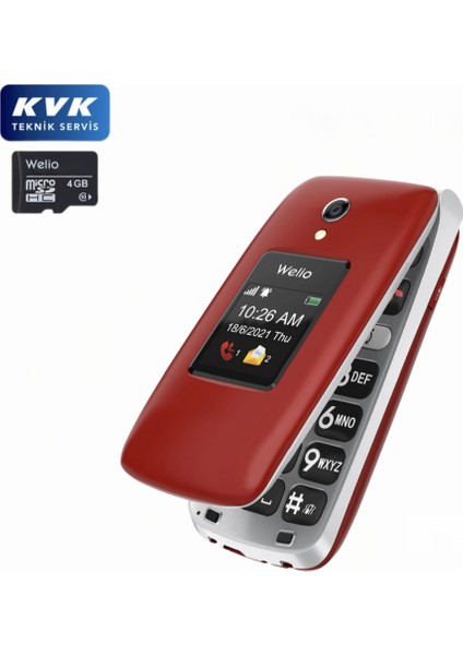 (Kvk Garantili) Welio Wkey T300 Siyah Tuşlu Kapaklı Cep Telefonu Kameralı
