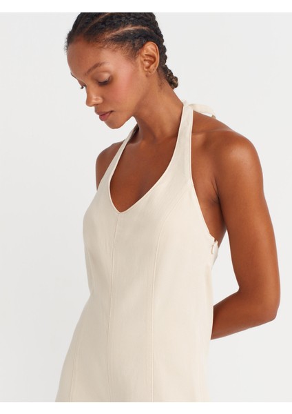 72029 Boyundan Bağlamalı Kısa Denim Tulum-Taş modelleri