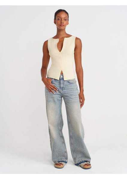 31764 Fermuar Detaylı Top-Açık Sarı fırsatları