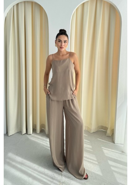 Camel Askılı Bluz Pantolon Takım fırsatları