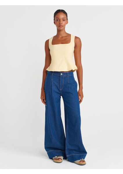 50860 Peplum Korse Top-Açık Sarı fırsatları